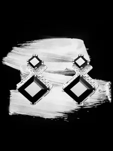 HIFLYER JEWELS Silver-Plated Geometric Drop Earrings