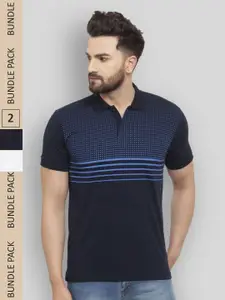 WILD WEST Men Pack of 2 Printed Polo Collar Cotton T-shirts