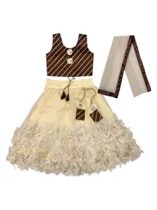 KALUDI FASHION Girls Striped Ready to Wear Lehenga Choli With Dupatta