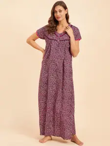 Sweet Dreams Purple & Pink Floral Printed Maxi Nightdress