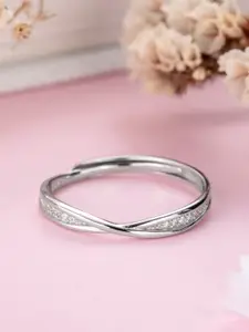 Zavya 92.5 Sterling Silver-Plated CZ-Studded Ring