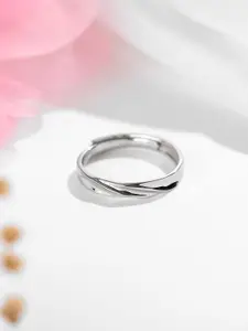 Zavya 925 Rhodium-Plated Sterling Silver CZ-Studded Ring