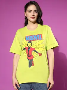 JUNEBERRY Women Ant-Man Graphic Printed Cotton Oversize T-shirt