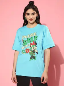 JUNEBERRY Women Minnie Mouse Printed Oversize T-shirt