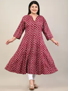 Swasti Geometric Printed Panelled A-Line Kurta