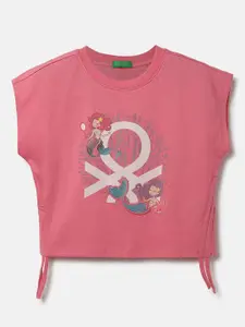 United Colors of Benetton Girls Extended Sleeves Graphic Printed Cotton Top
