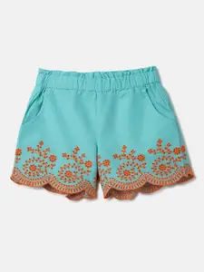 United Colors of Benetton Girls Floral Embroidered Cotton Shorts