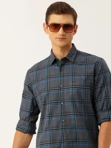 Peter England Men Slim Fit Opaque Checked Pure Cotton Casual Shirt