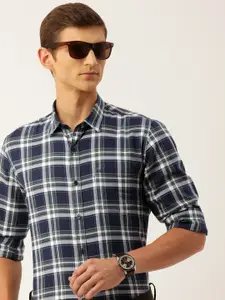 Peter England Men Slim Fit Opaque Checked Pure Cotton Casual Shirt