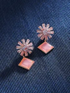 Zaveri Pearls Rose Gold Plated Contemporary Studs Earrings