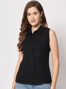 CHARMGAL Sleeveless Classic Linen Casual Shirt