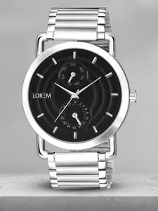 LOREM Men Textured Stainless Steel Bracelet Style Straps Analogue Watch LR120-CM