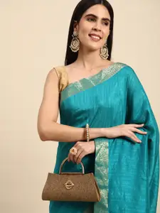 Indian Women Gotta Patti Border Silk Blend Designer Saree