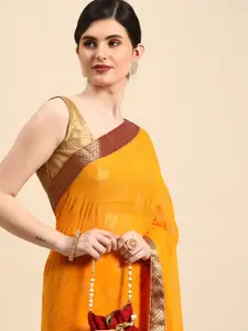 Indian Women Ethnic Motifs Printed Silk Blend Designer Saree
