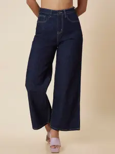 Globus Women Blue Mid-Rise Wide Leg Fit Light Fade Jeans