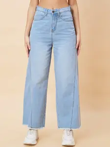 Globus Women Blue Mid-Rise Wide Leg Fit Light Fade Jeans