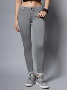 High Star Women Grey Slim Fit Mid-Rise Clean Look Stretchable Jeans
