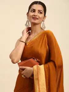 Indian Women Striped Beads and Stones Satin Designer Saree