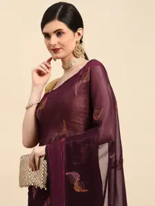 Indian Women Silk Blend Embroidered Saree