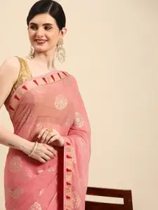 Indian Women Ethnic Motifs Print Gotta Patti Border Brasso Designer Saree