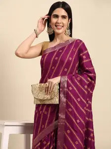 Indian Women Woven Designed Gotta Patti Border Silk Blend Designer Saree