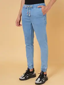 People Men Blue Mid-Rise Joggers Trousers