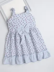 The Magic Wand Girls Floral Print Fit & Flare Cotton Dress