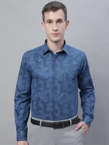 Cantabil Comfort Ethnic Printed Spread Collar Cotton Formal Shirt