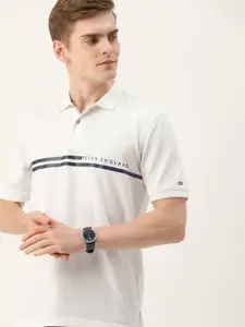 Peter England Striped & Typography Detail Polo Collar T-shirt