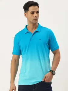 Peter England Pure Cotton Colourblocked Polo Collar Casual T-shirt