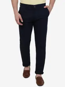 JADE BLUE Men Mid-Rise Slim Fit Cotton Trousers