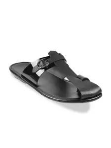 Mochi Men Open One Toe Comfort Sandals With Buckle Detail