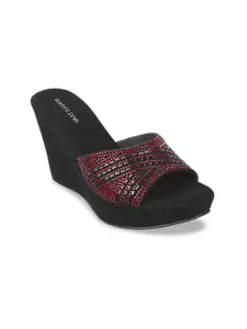 Mochi Open Toe Embellished Wedge Heels