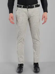 Majestic Man Smart Self Design Mid Rise Plain Slim Fit Formal Trousers