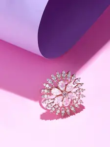 Zaveri Pearls Rose Gold Cubic Zirconia Finger Ring