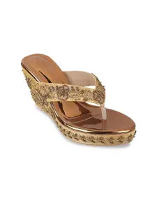 Metro Embellished Open Toe Wedge Heels