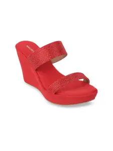 Mochi Embellished Open Toe Wedge Heels