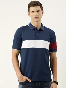 Peter England Men Striped Polo Collar T-shirt