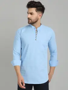 Majestic Mandarin Collar Straight Short Pure Cotton Kurta