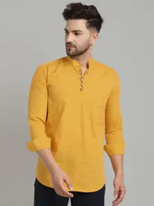 Majestic Mandarin Collar Straight Short Pure Cotton Kurta