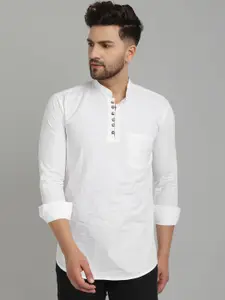 Majestic Mandarin Collar Straight Short Pure Cotton Kurta