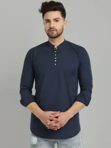 Majestic Mandarin Collar Straight Short Pure Cotton Kurta