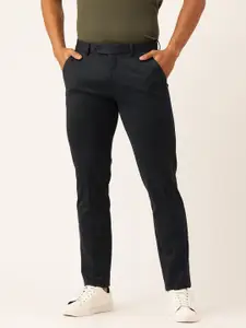 Peter England Men Striped Slim Fit Smart-Casual Trousers