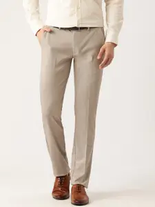 Peter England Men Printed Super Slim Fit Trousers