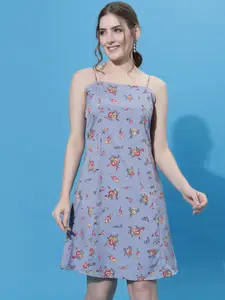 Oomph! Floral Printed Shoulder Strap  A-Line Mini Dress