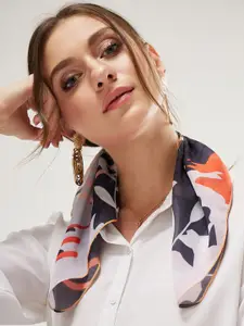 Athena Women Black & Orange Printed Scarf