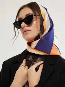 Athena Women Orange & White Colourblocked Scarf