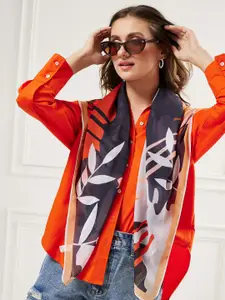 Athena Women Orange & Brown Printed Scarf