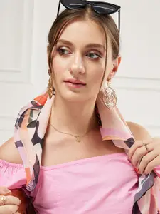 Athena Women White & Green Printed Scarf