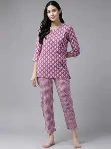 Prakrti Women Floral Printed Cotton Night suit